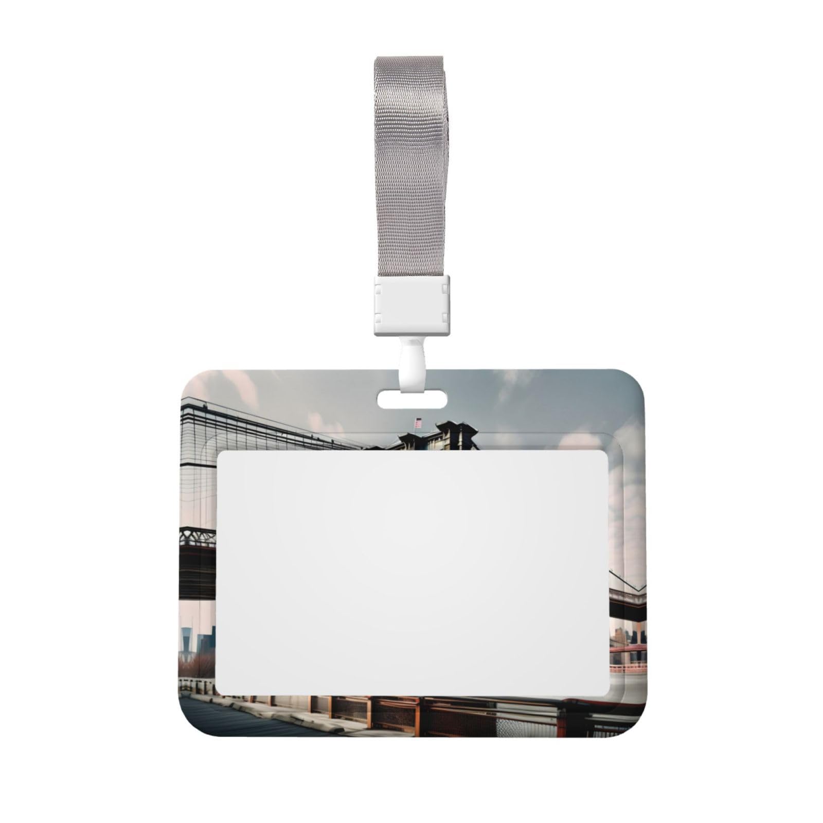 Brooklyn Bridge ID Card Holder - Waterproof & Resistant Transparent Plastic Badge Holder with Resealable Closure - Perfect for Work, School, Events & Security Access