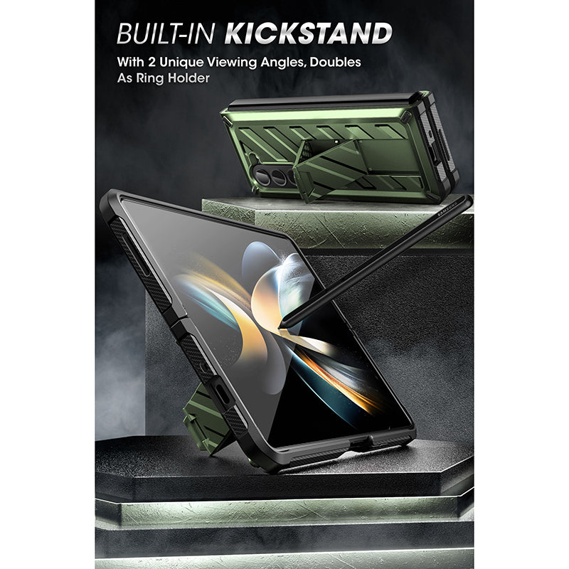 Samsung Galaxy Z Fold5 Unicorn Beetle Kickstand Case with Built-in Screen Protector - Dark Green | Heavy Duty Protection for Work, Travel & Everyday Use