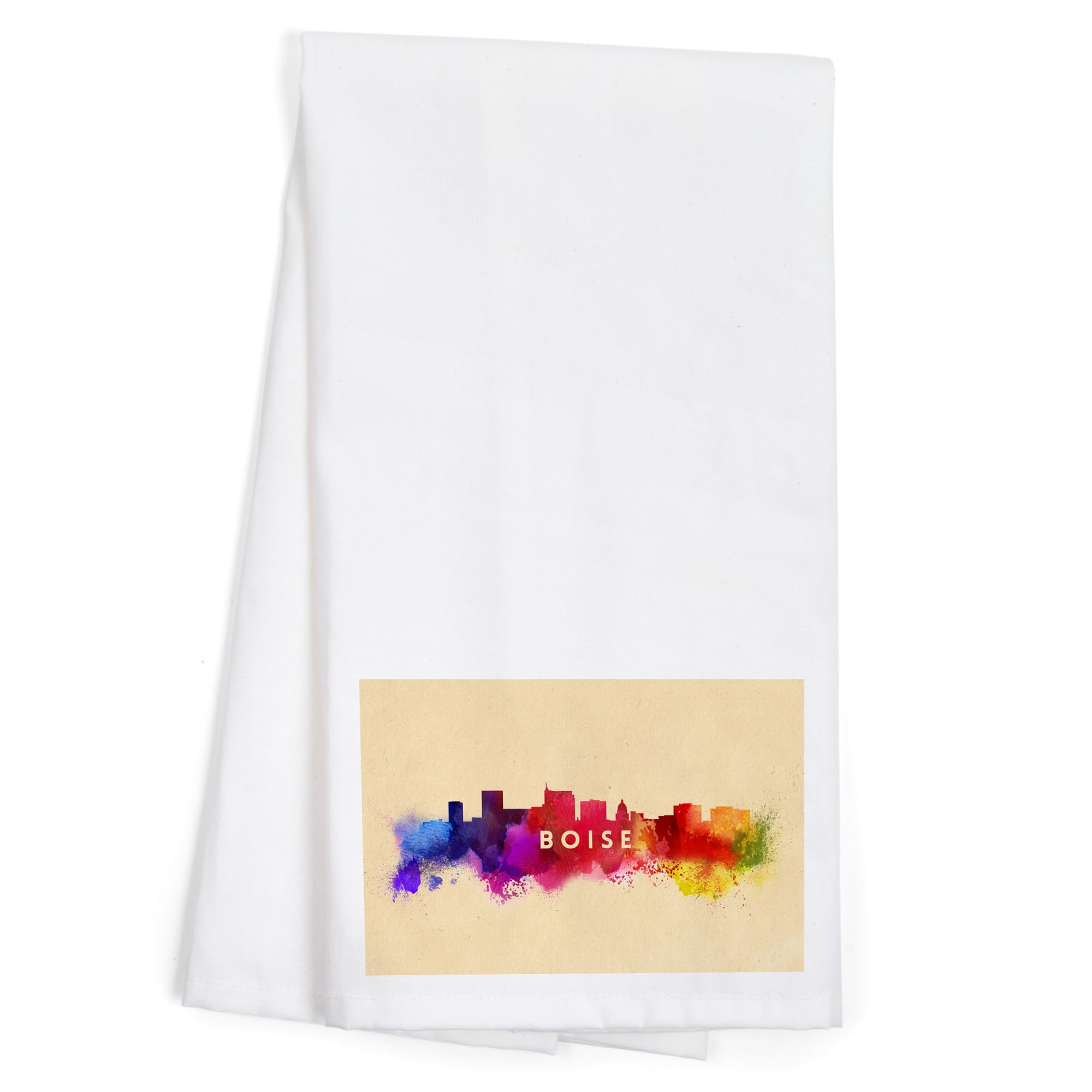 Lantern Press Boise Idaho Skyline Abstract Cotton Tea Towel - 100% Cotton Decorative Hand Towel for Kitchen & Home Decor - Perfect for Dish Drying, Gift Giving & Farmhouse Style Decor