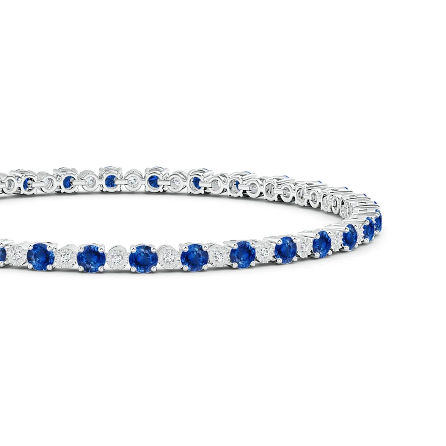 4.8 CT. Sapphire & Moissanite Tennis Bracelet for Women - Elegant Jewelry Gift for Wedding, Anniversary & Special Occasions