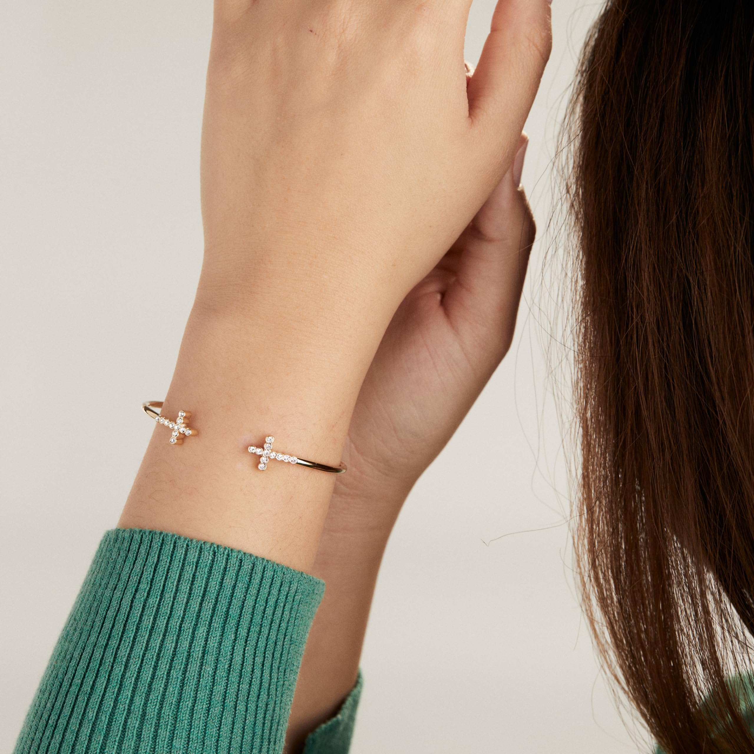 Alex and Ani Pave Cross Bracelets for Women - Elegant Beaded Charm Bangle with Sparkling Crystals - Perfect for Gifts, Everyday Wear & Special Occasions