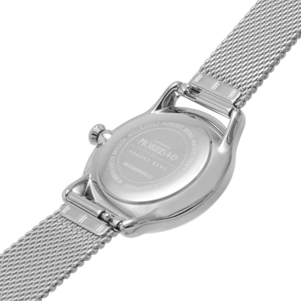 August Berg X Morris & Co. Silver Milanese Mesh Strap Unisex Watch M1WB0530E20MSL - Elegant Timepiece for Business, Casual & Special Occasions