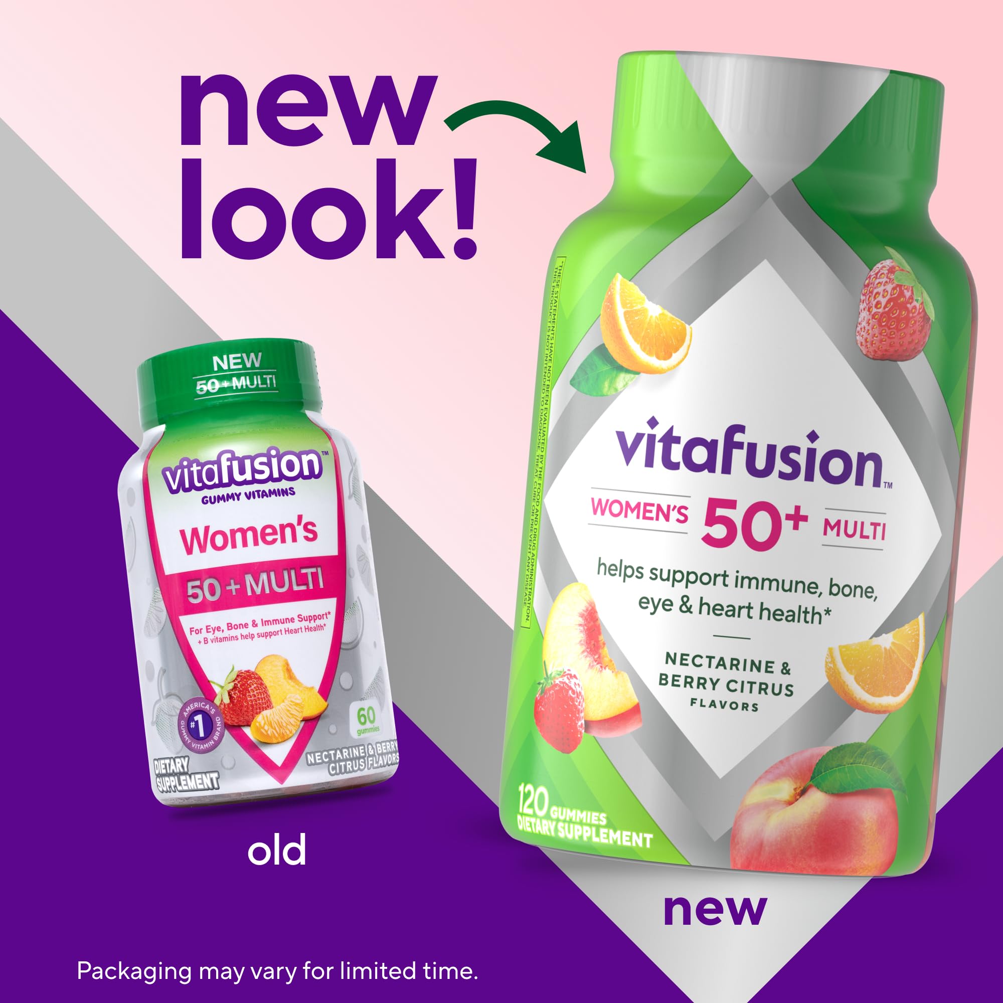 Vitafusion Women's 50+ Daily Multivitamin Gummies - 120 Count | Immune Support & Bone Health for Active Mature Women | Perfect for Busy Lifestyles & On-the-Go Nutrition