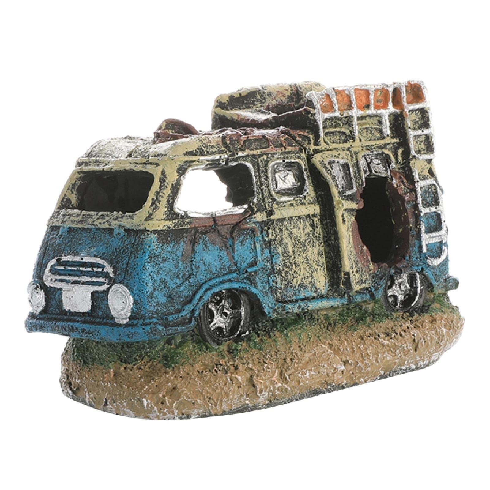 LIHDESTB Aquarium Ornament - Fish Tank Decoration with Cave, Resin Wreck Car & Hideaway for Aquatic Pets | Broken Vehicle House Accessory for Freshwater & Saltwater Tanks | Perfect for Betta Fish, Shrimp & Small Fish Habitat