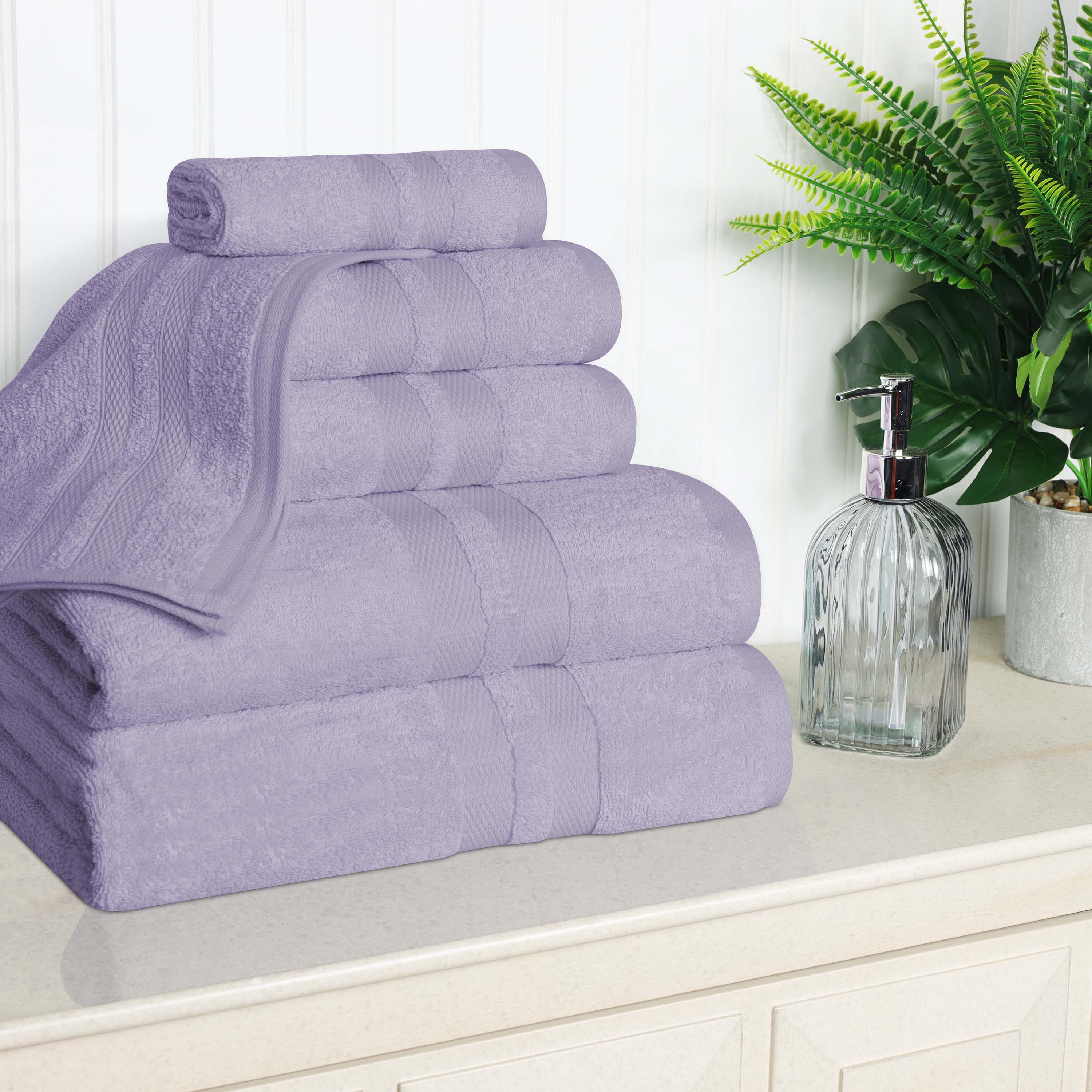 Ultra Soft Cotton Absorbent Bath Towel Set - 6 Piece Solid Color Collection for Spa, Gym & Luxury Home Use