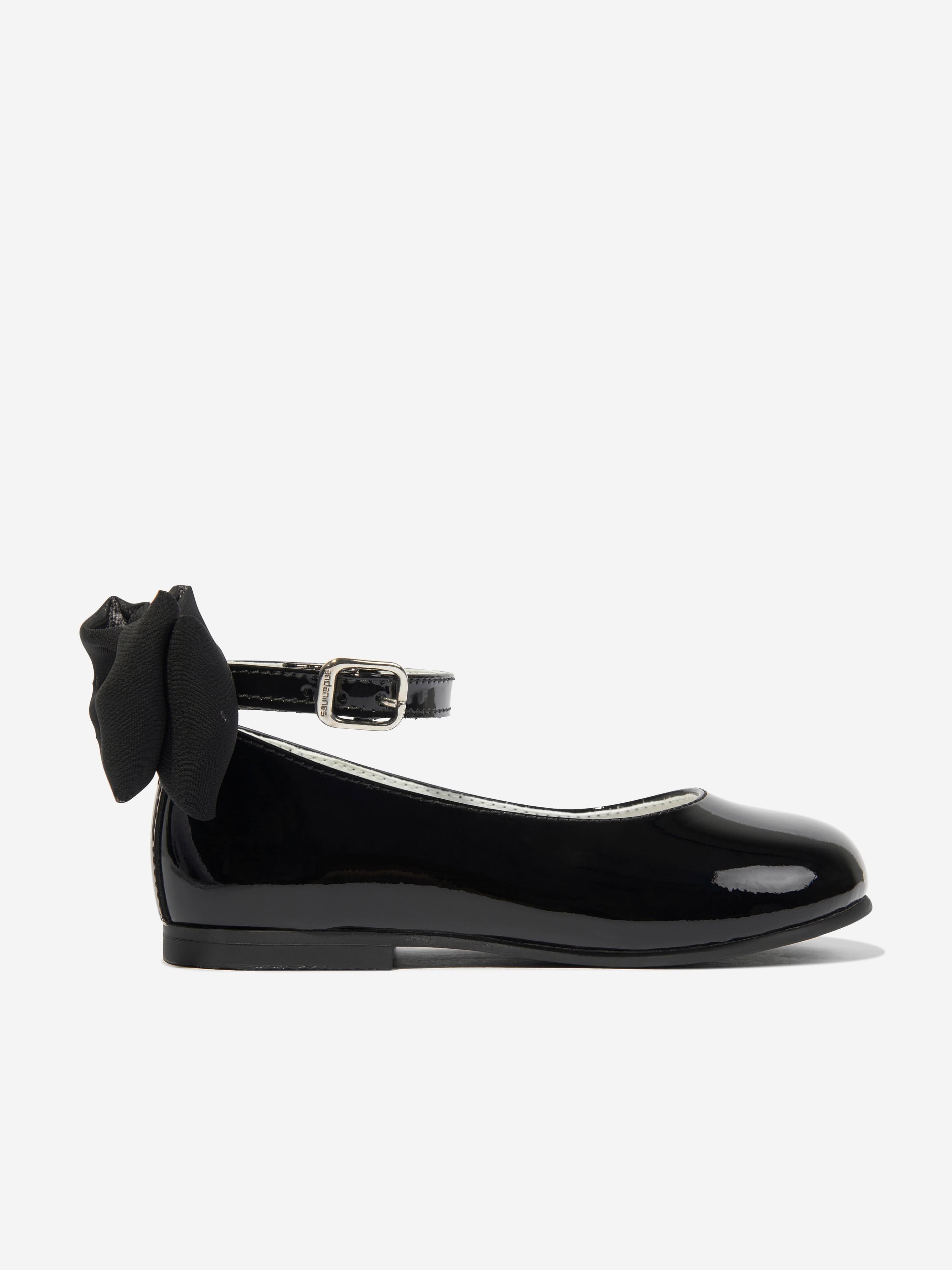 Andanines Girls Patent Leather Bow Ballet Flats - Black Dress Shoes for School, Party & Special Occasions