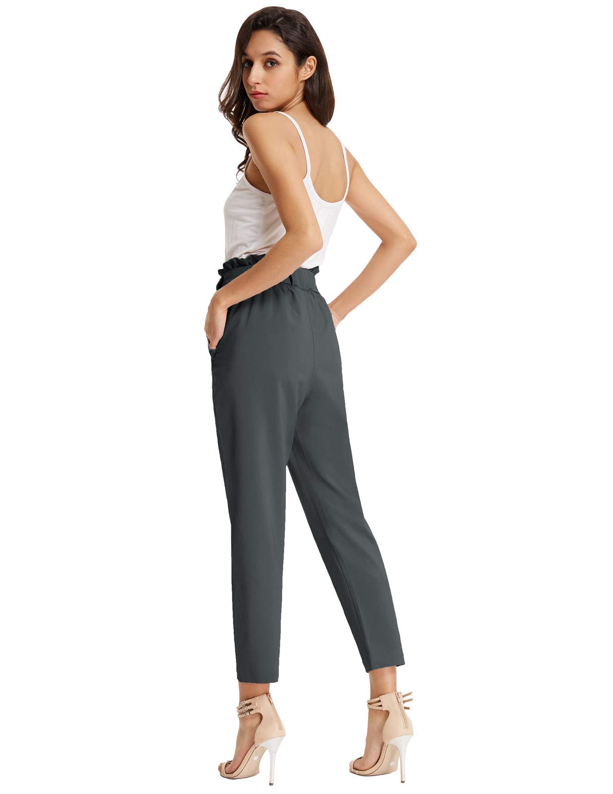 GRACE KARIN Women's High Waisted Paper Bag Pants - Slim Fit Office Work Pants for Women, Professional Business Casual Trousers, Perfect for Work, Office, Business Meetings & Daily Wear