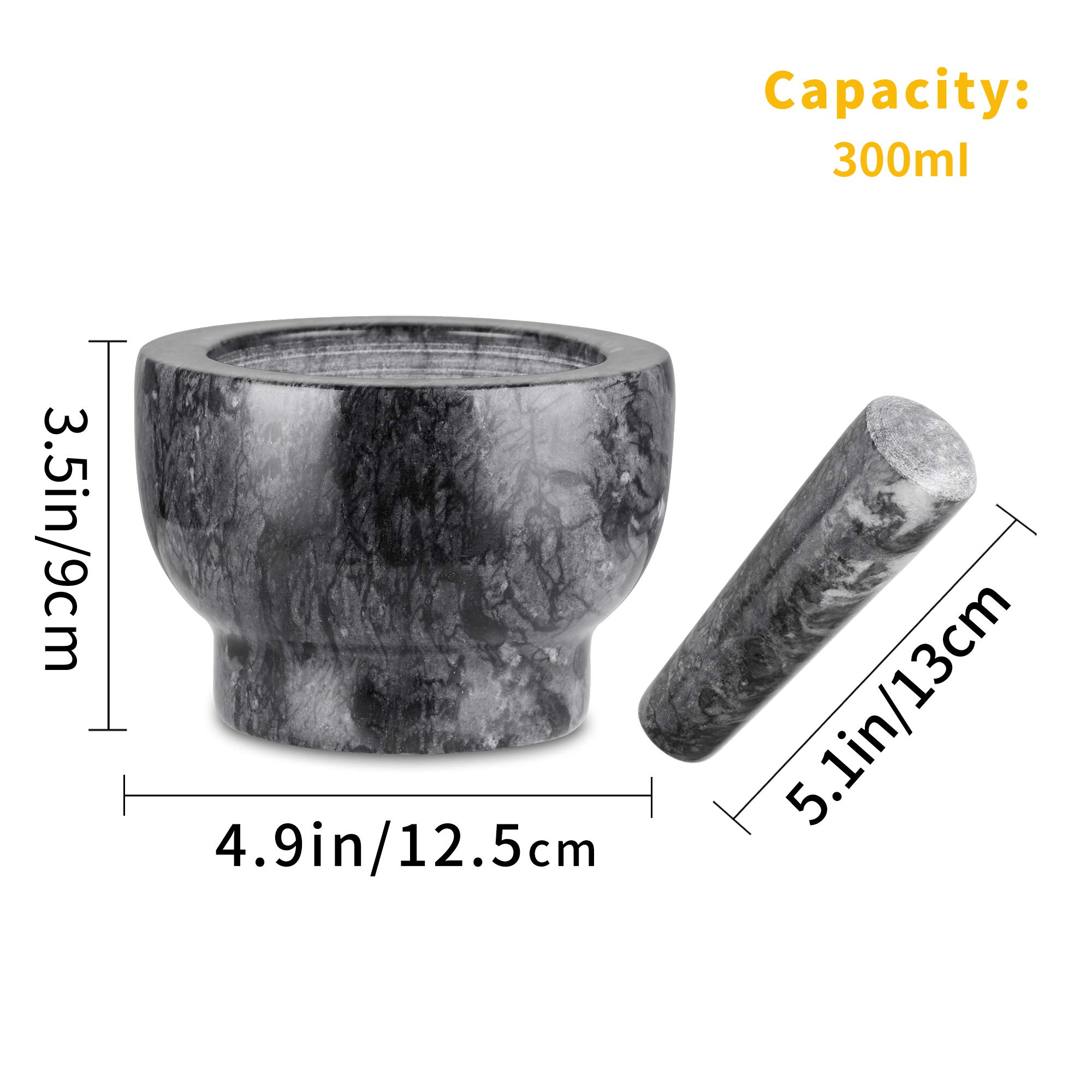 Premium Marble Mortar and Pestle Set - 12.5×9cm Solid Stone Grinder for Herbs, Spices, Guacamole, Garlic, Pesto & Ginger - Perfect for Kitchen, Cooking, Grinding Fresh Ingredients & Food Preparation