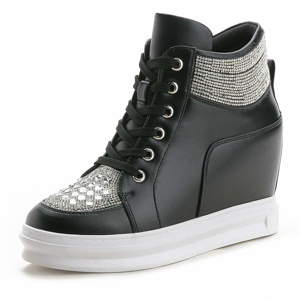 ZBYY Women's Fashion Platform Sneakers - Lace Up Hidden Wedge Heel High Top Walking Shoes | Comfortable Ankle Booties for Casual Outfits, Street Style & Daily Wear
