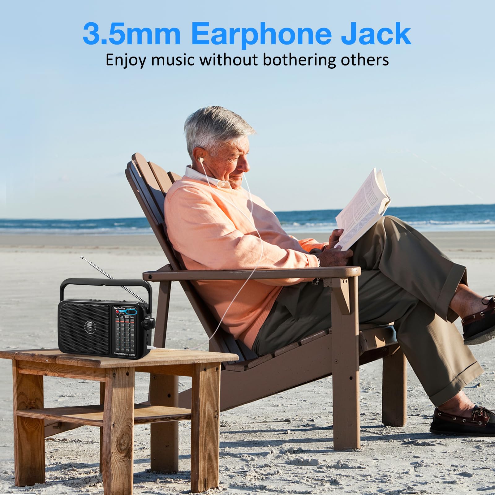 Portable AM/FM Bluetooth Radio with Loud Speaker - Wall Plug or Battery Powered for Home & Outdoor Use - Best Reception, Earphone Jack, Large Dial - Perfect Gift for Seniors (Kitchen, Camping, Emergency)