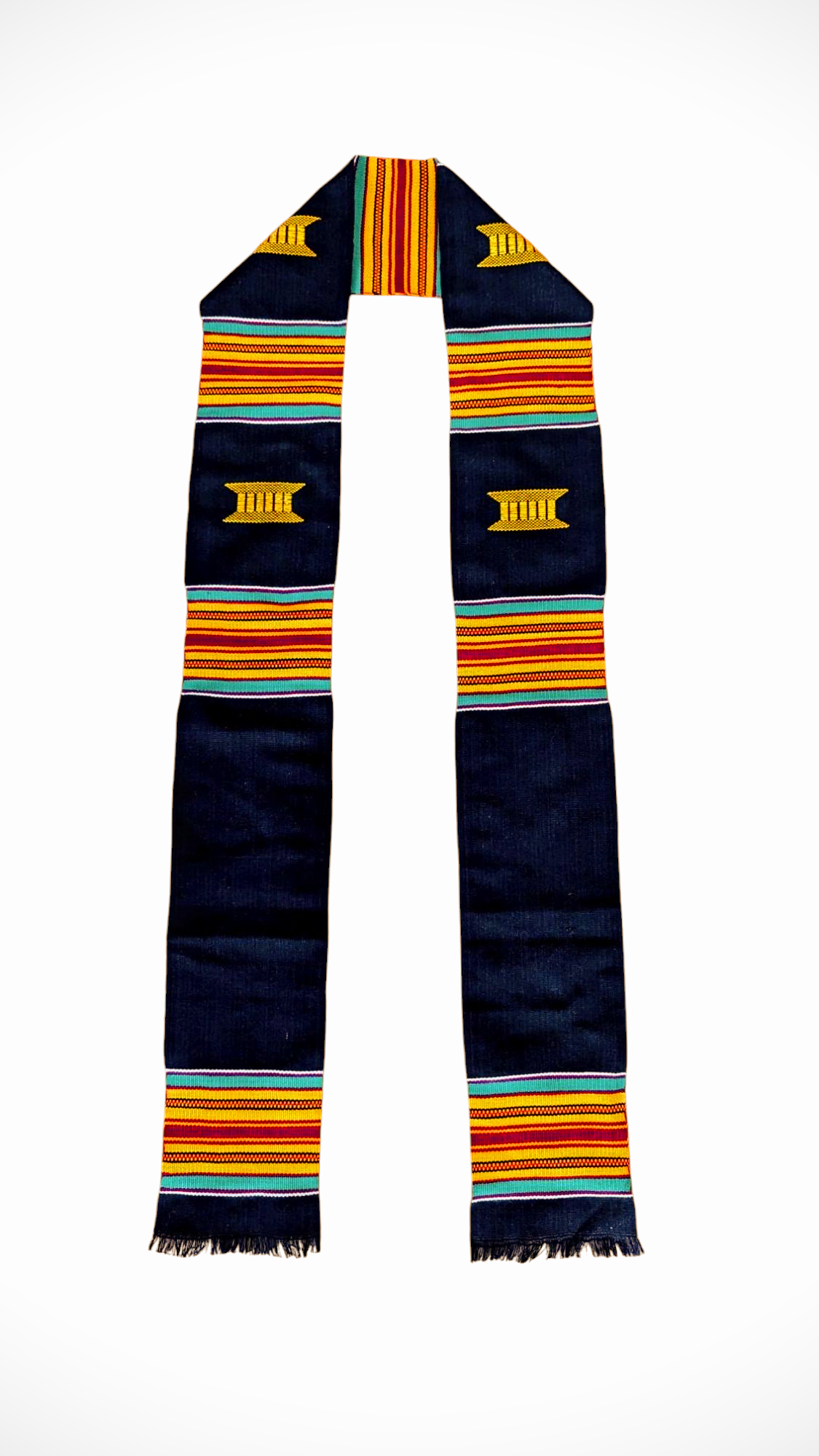 Handwoven Kente Cloth Sash by Dupsie - Authentic African Asanka Stole for Graduation Ceremonies & Formal Events (DP2169CZ) | Perfect for Cultural Celebrations, Weddings, and Special Occasions
