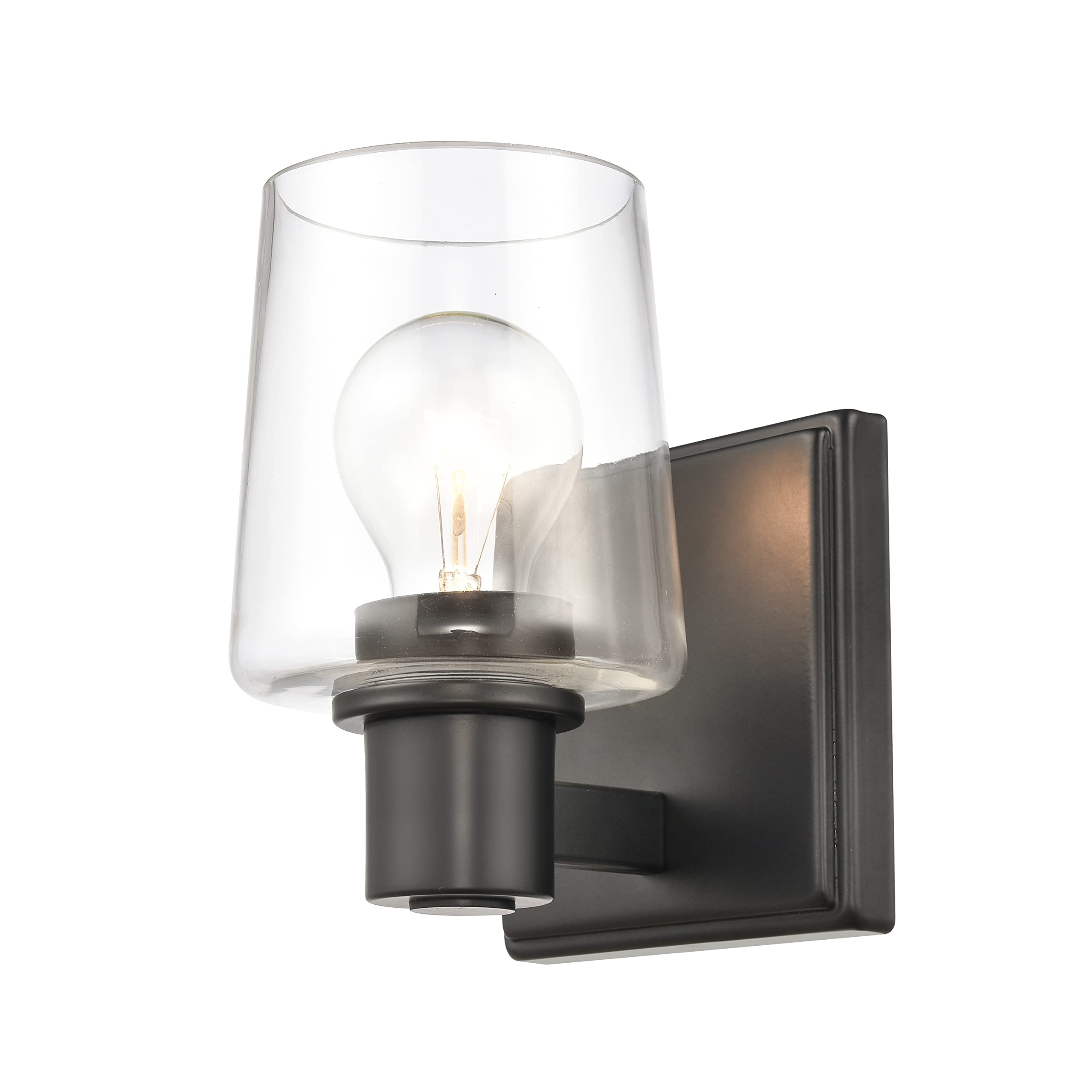 Elk Home Celia Vanity Light - 1-Light Matte Black Bathroom Light Fixture with Clear Glass Shades, Transitional Style for Bedroom, Powder Room & Dressing Area