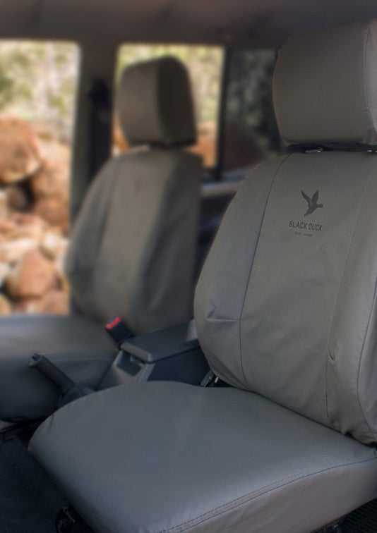 Black Duck Canvas Seat Covers for Toyota Dyna 300 Series 2 Single Cab & Wide Cab (2001-2004) - Durable Grey Fabric Protectors - Perfect for Work Trucks, Off-Roading & Outdoor Adventures