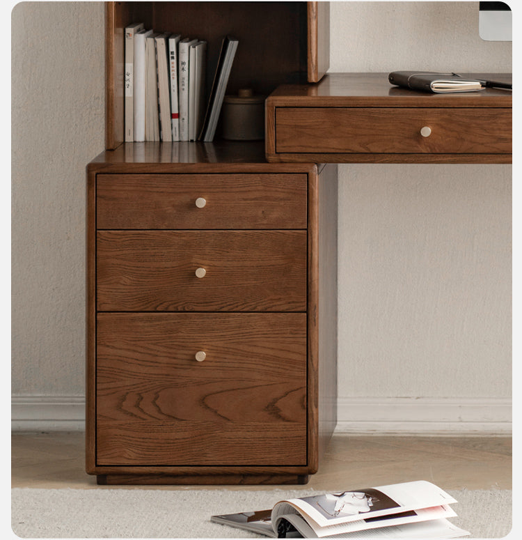 Premium Black Walnut & Ash Solid Wood Adjustable Height Modern Office Desk - Perfect for Home Office, Study Room & Workspace