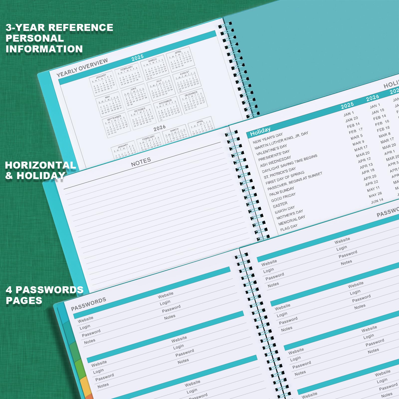 2025-2026 Monthly Planner with Twin-Wire Binding | July 2025 - December 2026 Academic Calendar | Includes Pockets, Contacts & Password Sections | Colorful Tabs & Waterproof Cover | 9