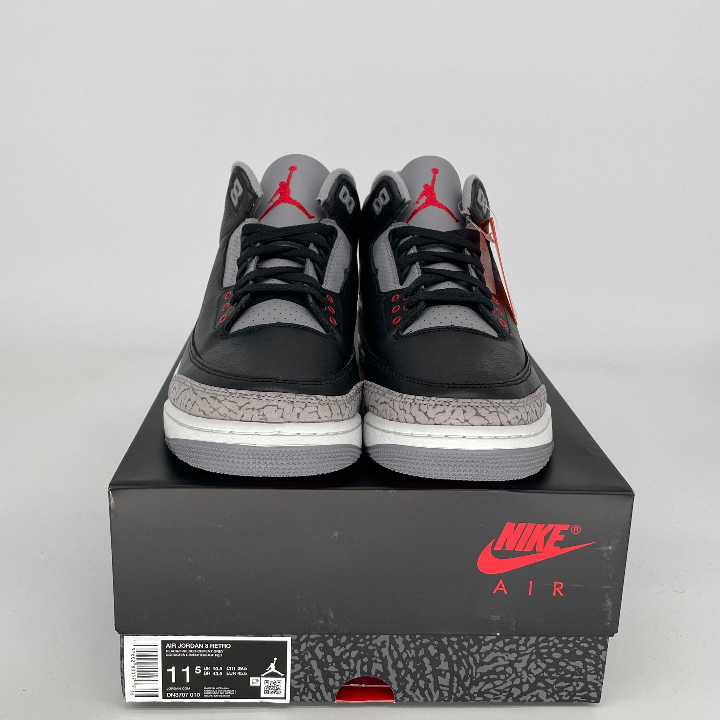 AIR JORDAN 3 Retro Black Cement Men's Basketball Shoes Size 11.5 DN3707-010 - Perfect for Streetwear, Sneaker Collecting & Casual Wear