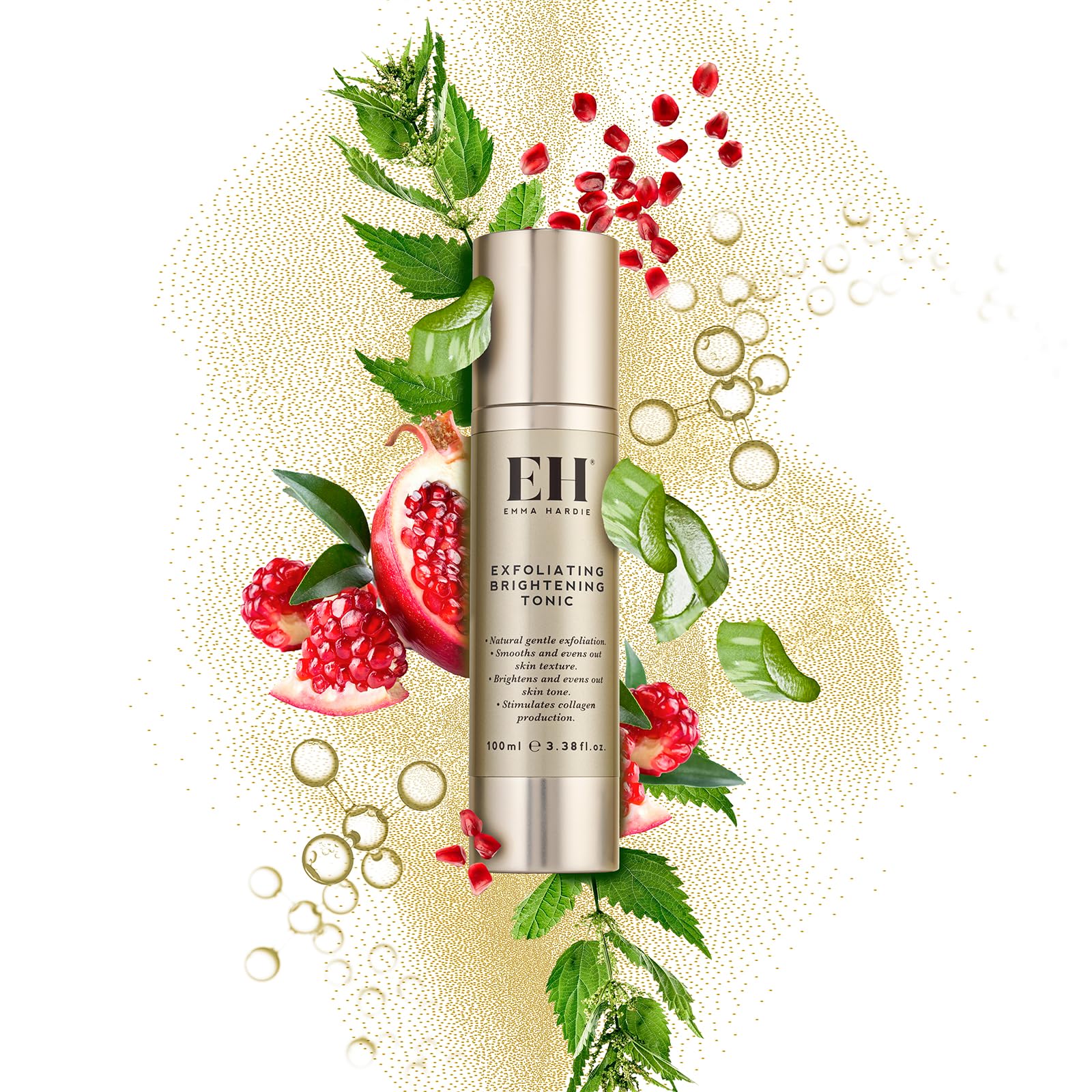 Emma Hardie 100ml Exfoliating Brightening Tonic with AHA & BHA - Anti-Aging Face Toner for Sensitive Skin, Reduces Wrinkles & Boosts Elasticity, Vegan & Cruelty Free - Perfect for Daily Skincare Routine & Post-Cleansing Treatment