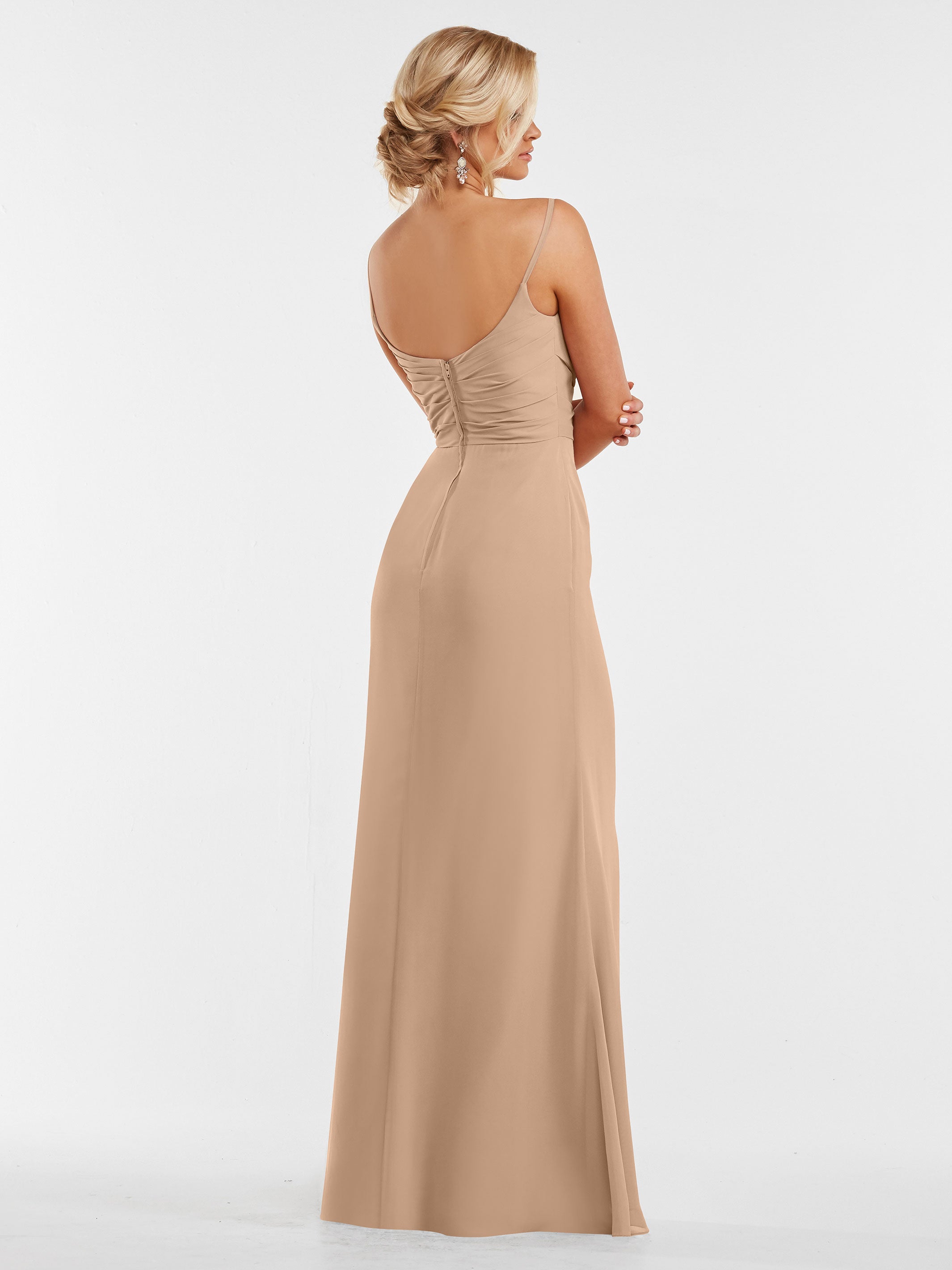 Elegant 80169 Chiffon Sheath Bridesmaid Dress with Pleated Bodice - Perfect for Weddings, Formal Events & Special Occasions