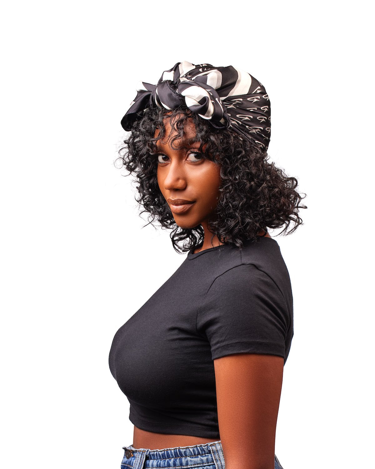 Luxury Large Monogram Silk Scarf - Black - Elegant Fashion Accessory for Women, Perfect for Office, Parties & Special Occasions