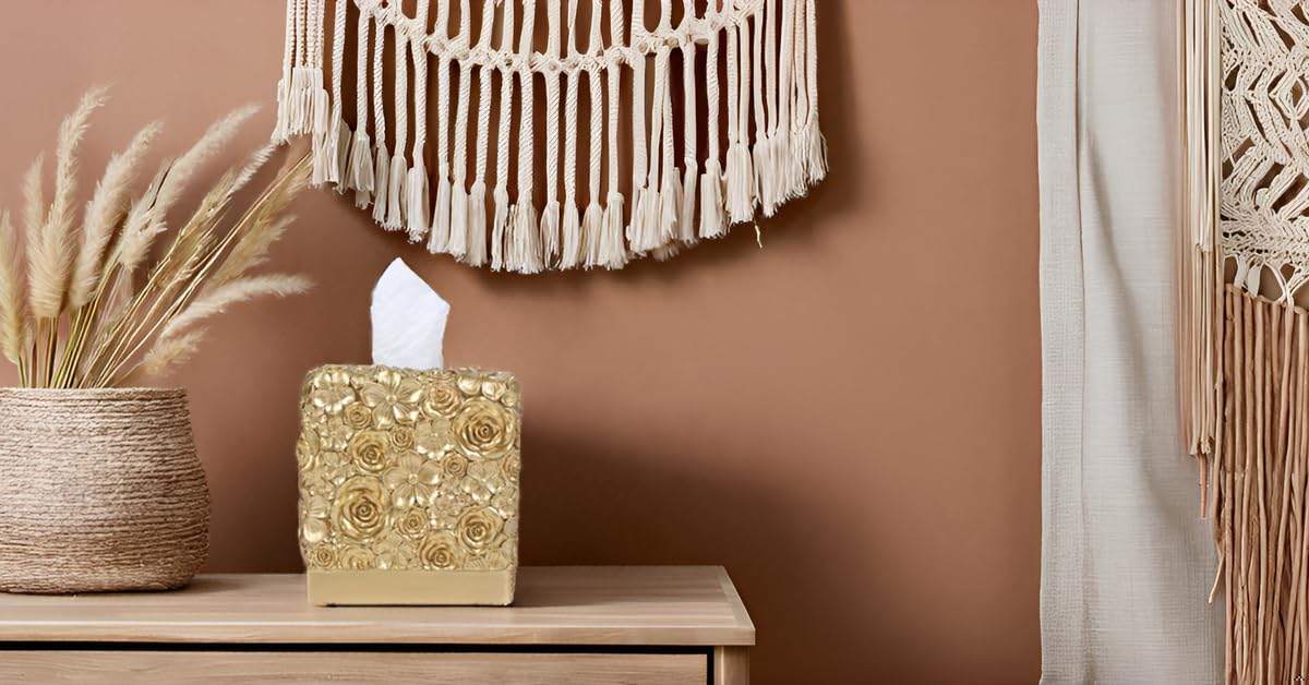 Hymmah Modern Square Tissue Box Cover Holder - Stylish Bathroom Vanity & Countertop Decor - Unique Design for Bedroom, Living Room & Home Accessories - Perfect for Home, Office & Hotel Decor