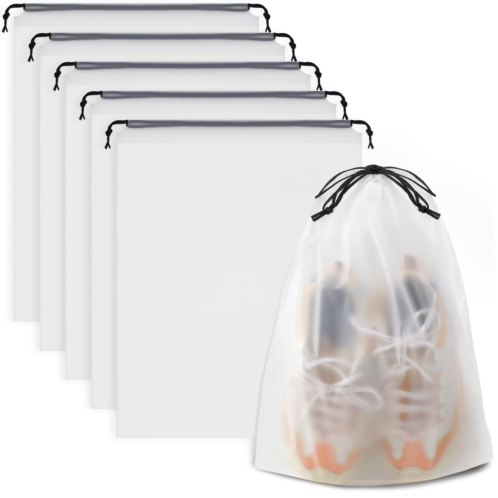 5-Pack Clear Waterproof Travel Shoe Bags (15.7