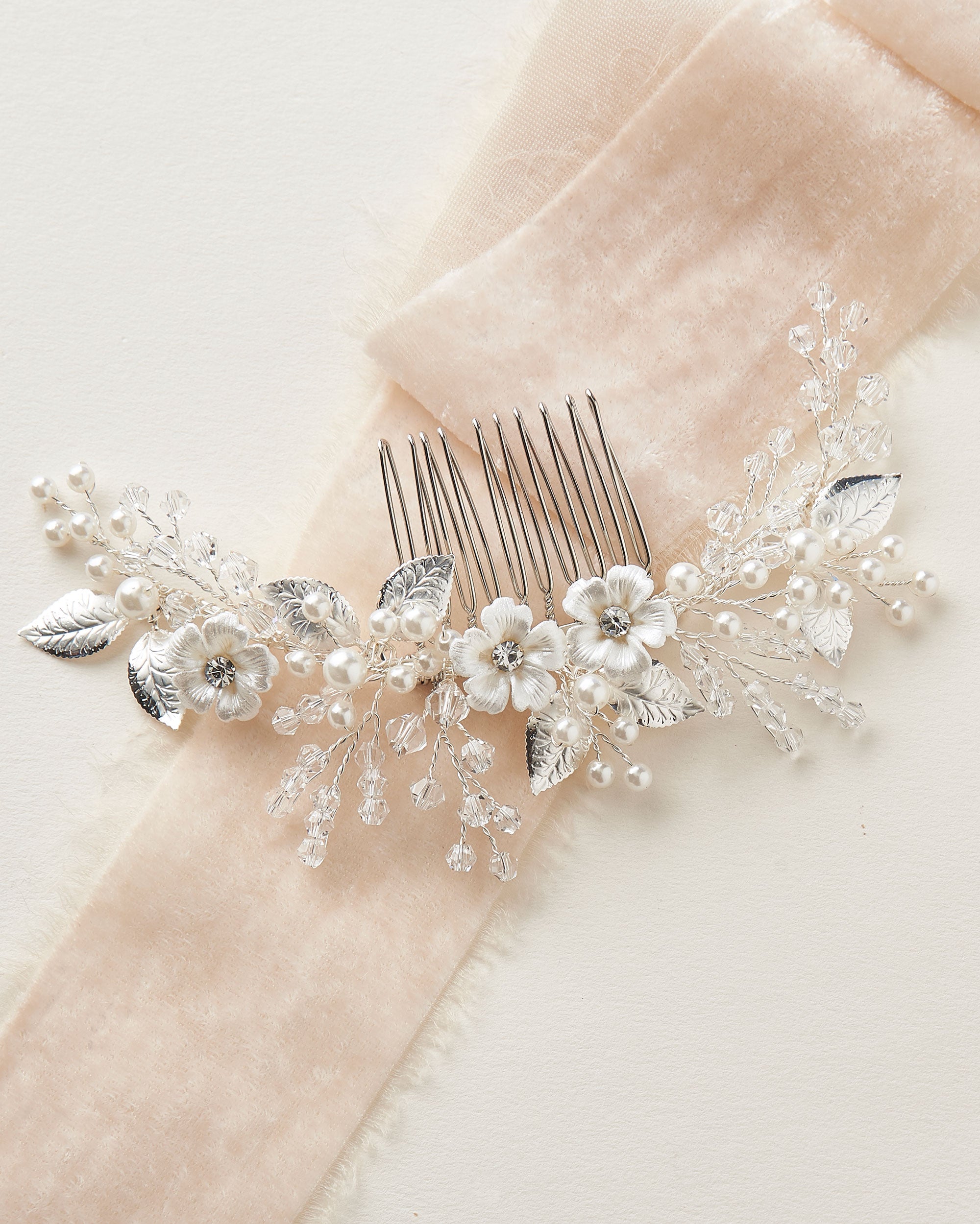 Josette Flower Comb - Elegant Hair Accessory for Weddings, Prom & Special Occasions | Floral Bridal Hair Clip for Women & Girls