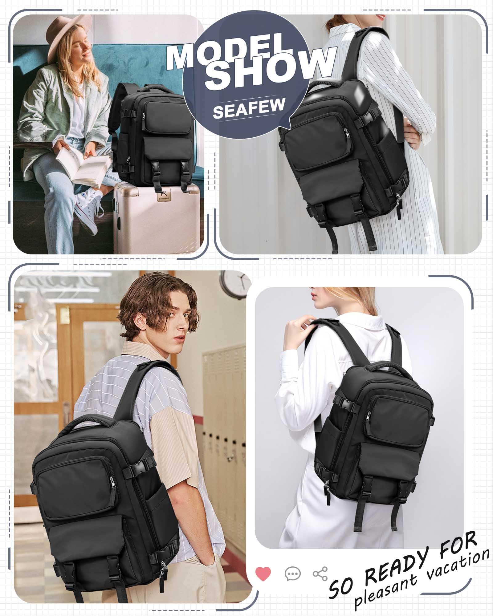 Lightweight Black Travel Backpack for Women & Men - TSA Approved Carry-On Flight Backpack, Casual Daypack & Hiking Rucksack with Laptop Compartment - Perfect for Business Trips, Air Travel & Outdoor Adventures
