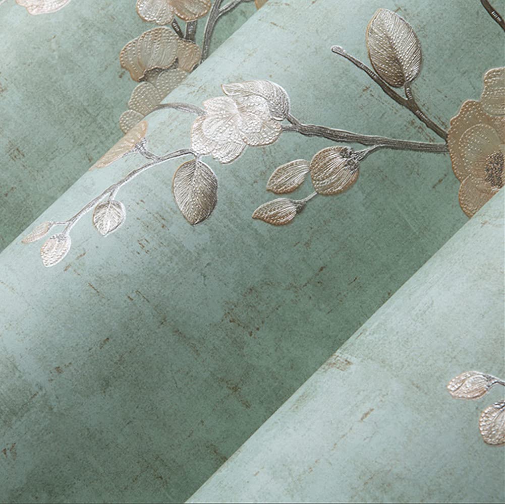 3D Embossed Plum Peel & Stick Removable Wallpaper - Self-Adhesive Shelf Liner for Bedroom, Nightstand, Apartment Decor - 20.8''x118'' Green - Perfect for DIY Home Makeover & Furniture Refreshing