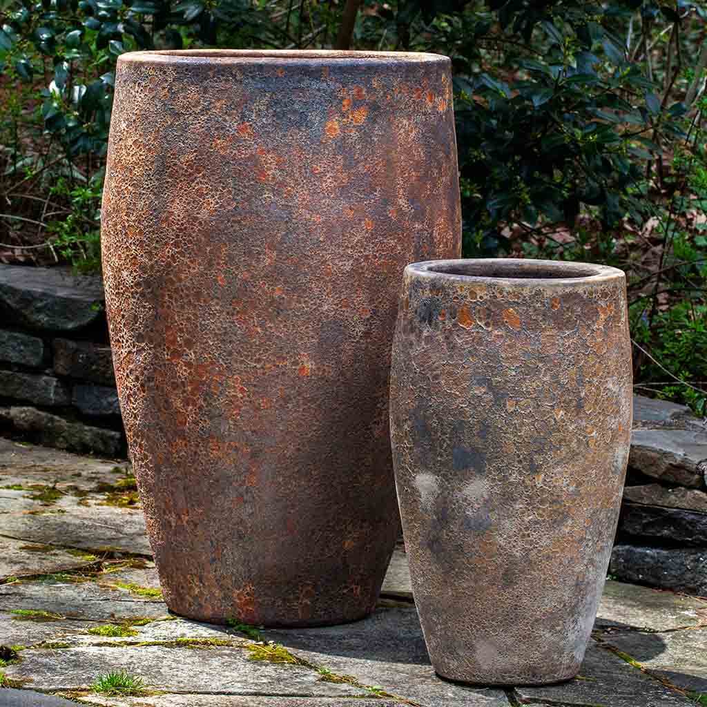 Campania International Ta Som Angkor Planter Set of 2 - Handcrafted Stone Resin Garden Planters for Indoor/Outdoor Decor, Patio, Balcony & Home Décor