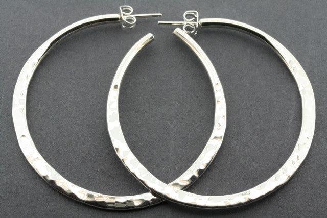 Large Battered Flattened Hoops - Vintage Style Earrings for Women - Perfect for Boho, Hippie, and Festival Outfits