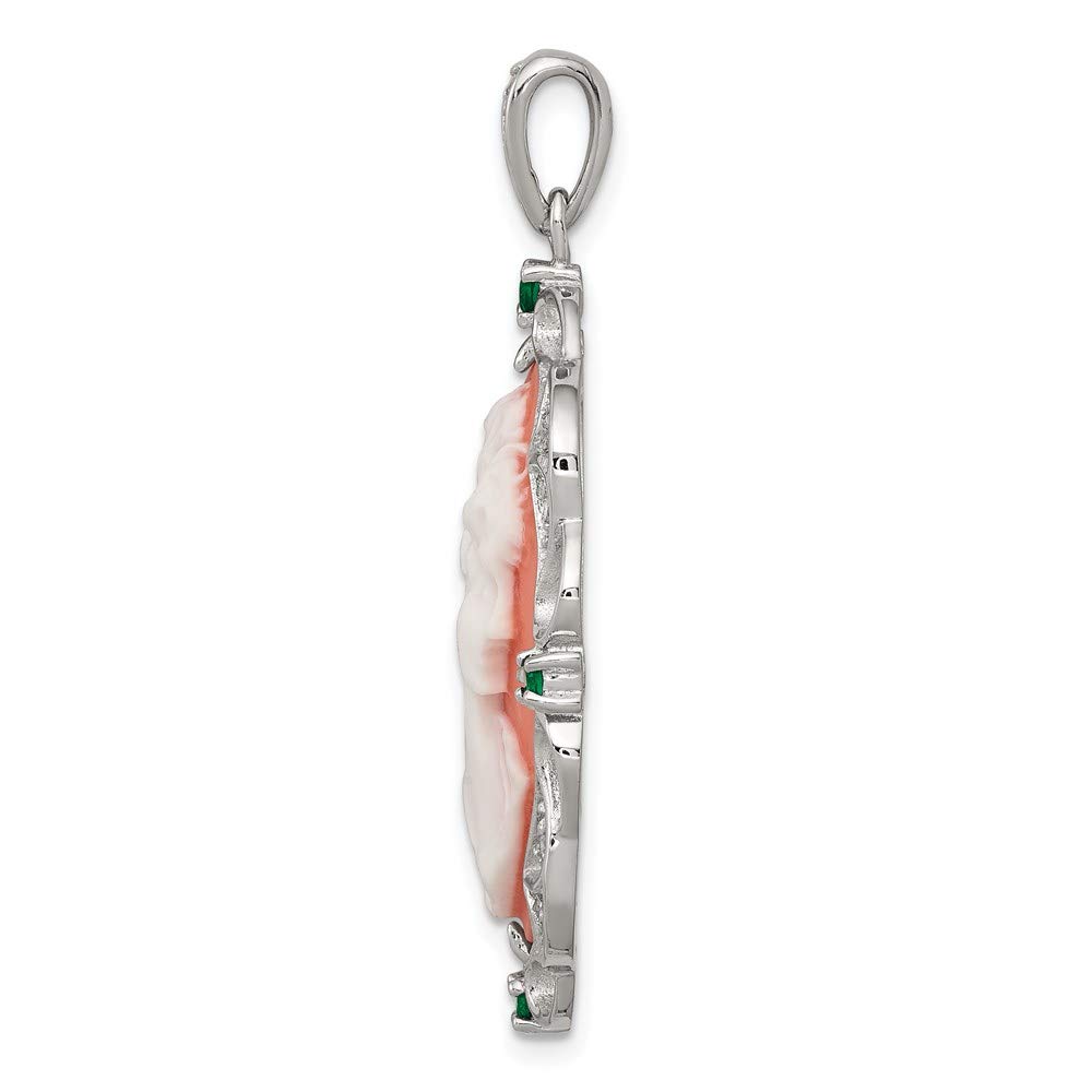 925 Sterling Silver Green & Clear Cubic Zirconia Cameo Pendant Necklace for Women - Elegant Fine Jewelry Gift for Her - Perfect for Anniversaries, Birthdays & Special Occasions