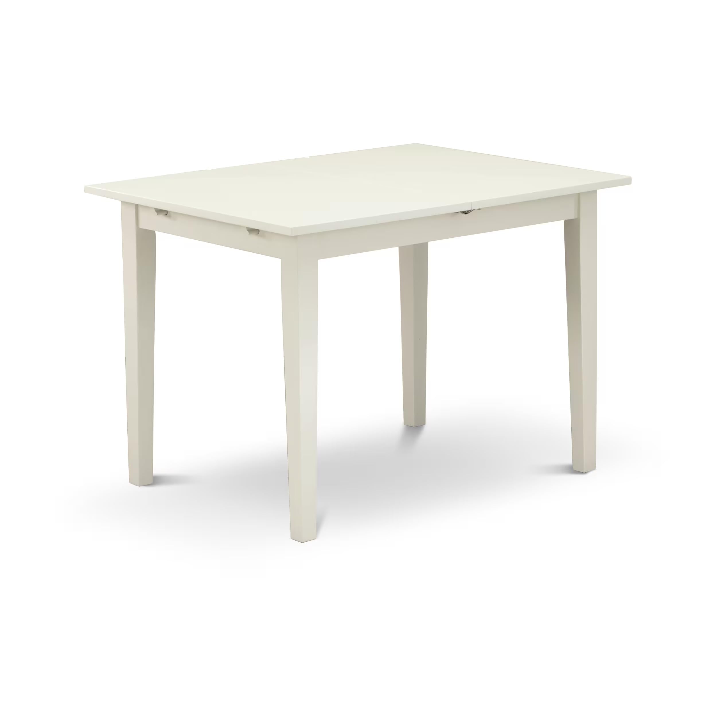 East West Furniture 5-Piece Modern Dining Room Set - 32x54 Inch Rectangle Wooden Table with Butterfly Leaf & 4 White Faux Leather Chairs - Linen White - Perfect for Small Spaces, Apartments & Contemporary Home Decor