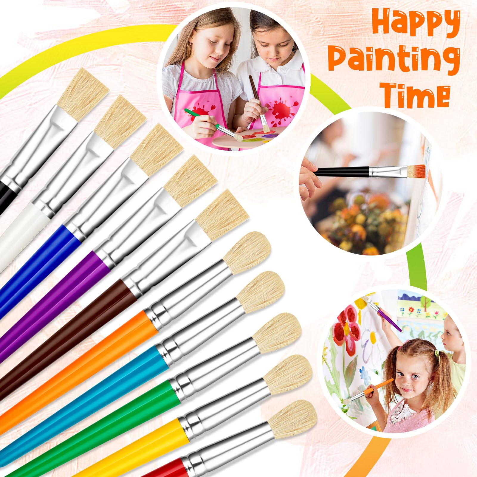 30 Pcs Kids Paint Brushes Set - Colorful Chubby Toddler Paint Brushes for Acrylic & Washable Paint, Easy to Clean & Grip, Round & Flat Tip Preschool Art Supplies - Perfect for Classroom, Home DIY Crafts & Children's Painting Activities