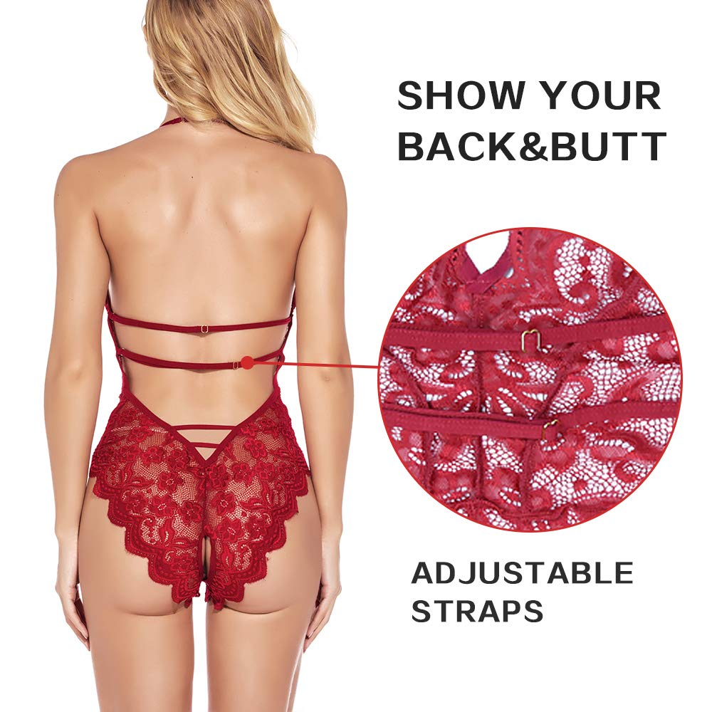 Sexy Lace Teddy Lingerie for Women - Strappy One-Piece Bodysuit & Babydoll | Perfect for Valentine's Day, Honeymoon & Romantic Nights