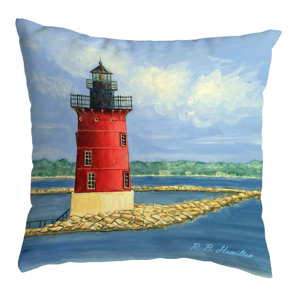 Betsy Drake NC1179 Decorative Throw Pillow 18x18 Inches - Multi-Color Soft Cushion for Sofa, Bed, Living Room & Home Decor