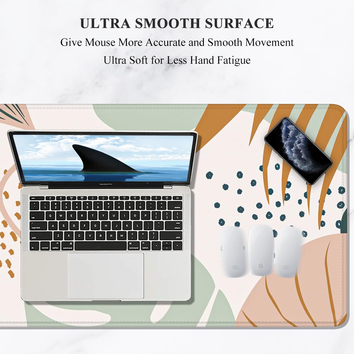 Auhoahsil XXL Gaming Mouse Pad - 35.4 x 15.7 Inch Large Desk Mat with Non-Slip Rubber Base & Stitched Edges | Extended Mousepad for PC, Laptop, Office & Gaming Setup | Boho Style Computer Accessory for Work & Play