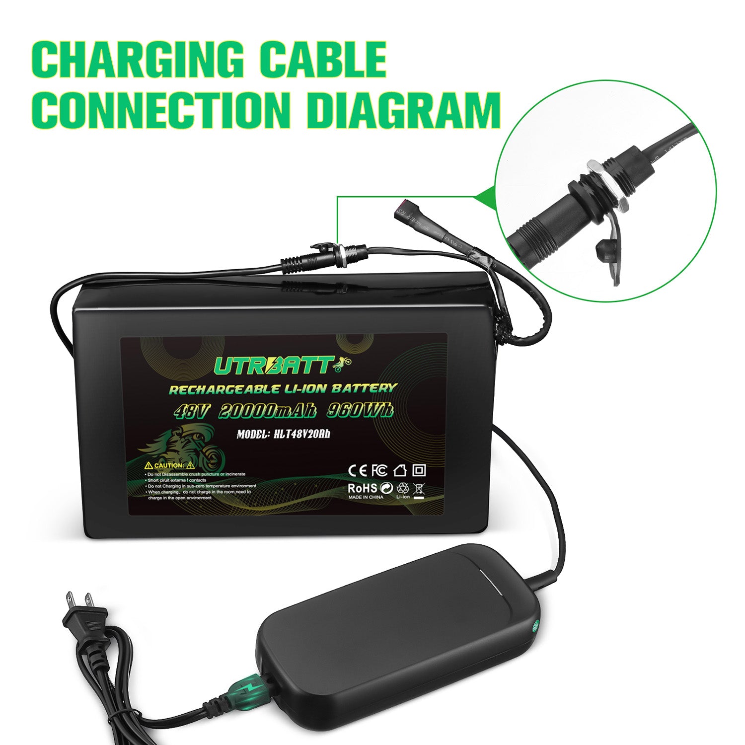 48V 13Ah/20Ah Lithium Ion Electric Bike Battery with 2A Fast Charger - Perfect for E-Bike Commuting, Mountain Biking & Long Distance Rides