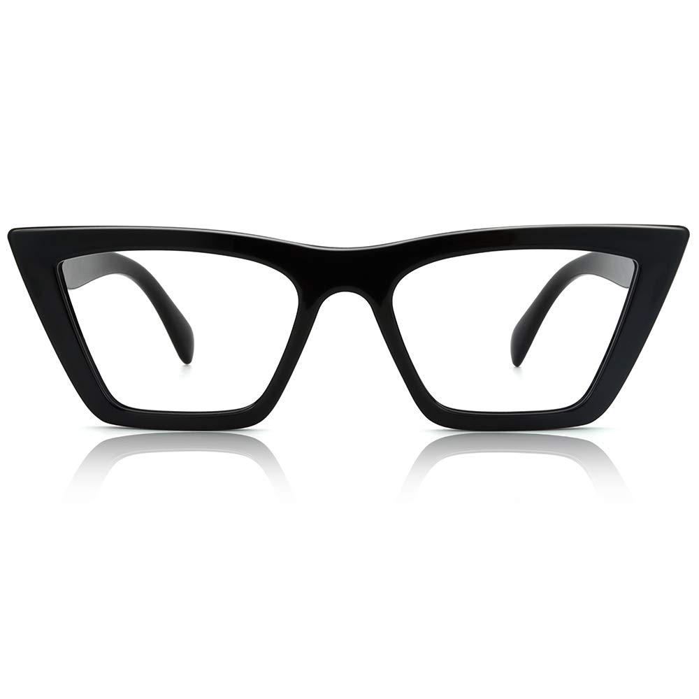 JiSoo Oversized Reading Glasses for Women - Trendy Cat Eye Blue Light Blocking Computer Glasses (1.0X to 3.5X Magnification) | Perfect for Office Work, Online Classes & Screen Time Protection