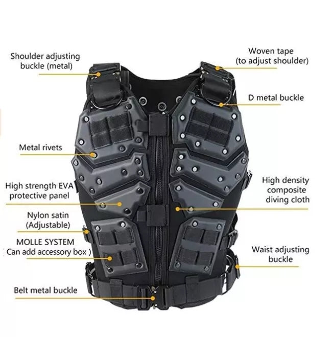 TF3 Tactical Vest Body Armor - Military Grade Adjustable Plate Carrier for Airsoft, Paintball & Outdoor Training | Lightweight & Durable Combat Gear for Men