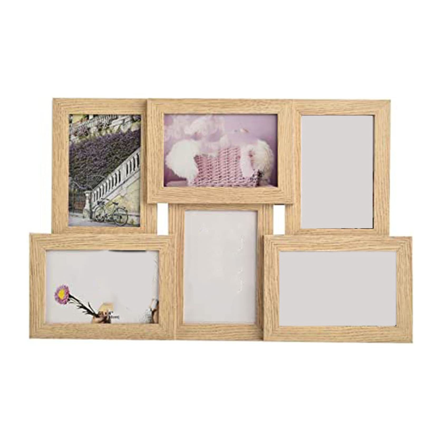 6 Photos 4x6 Inches Collage Wooden Picture Frames Set - Natural MDF Wall Mounting Multi Photo Display for Home, Office & Gift Giving