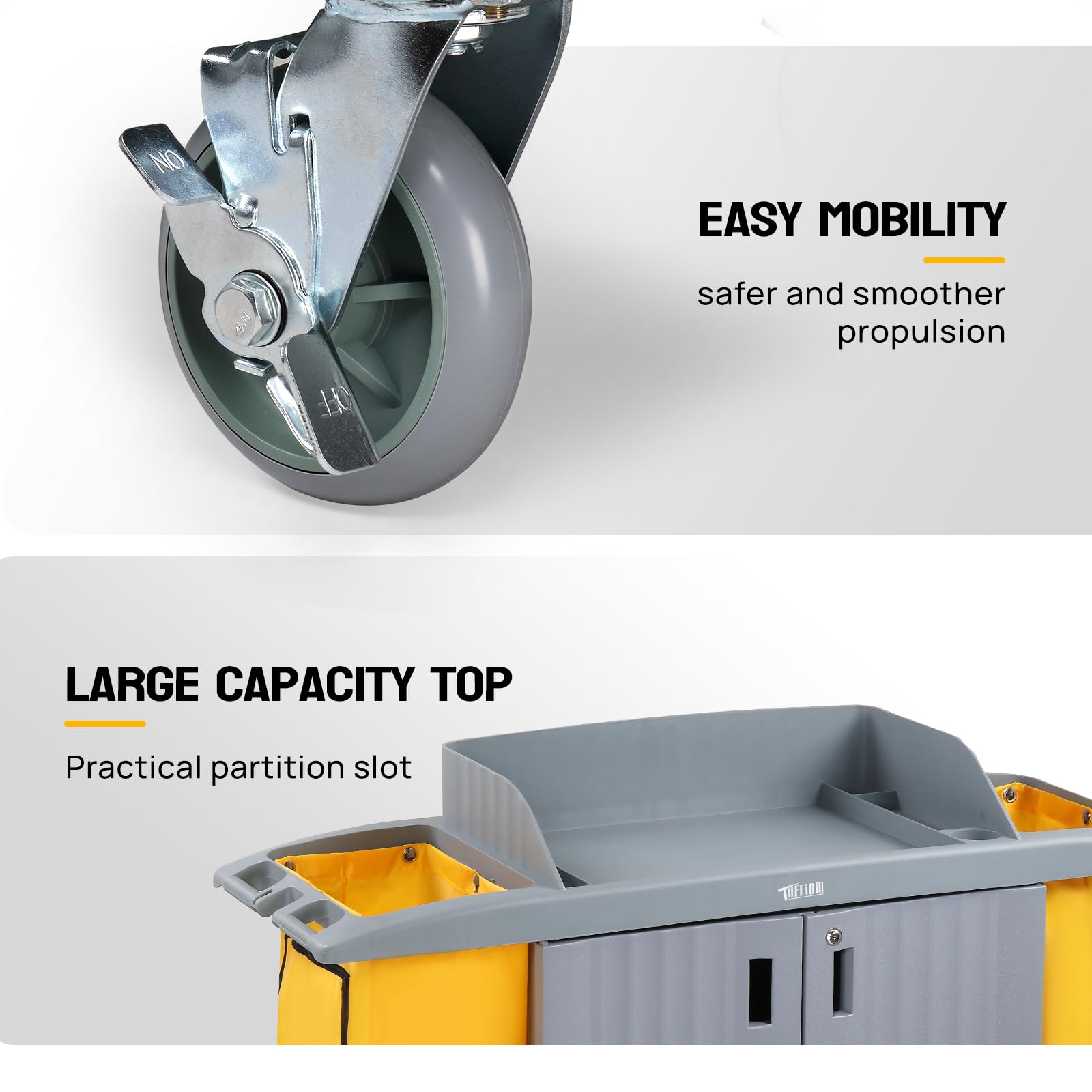 TUFFIOM Heavy-Duty Commercial Housekeeping Cart - 51