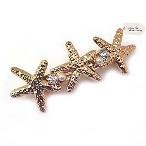 Vintage Starfish Hair Clip - Pearl & Crystal Barrette for Beach & Wedding