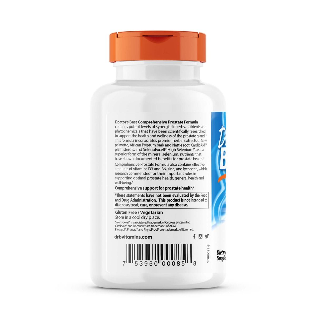 Doctor's Best Comprehensive Prostate Formula - 120 Veggie Capsules for Men's Health | Supports Urinary Function & Prostate Wellness | Daily Supplement for Active Lifestyle