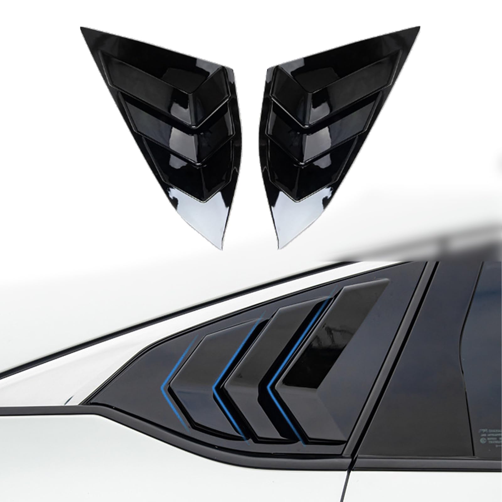Rear Side Window Louvers Spoiler for Honda Accord 2018-2022 | Air Vent Scoop Shade Cover | Sporty Black Blinds | Enhances Style & Sun Protection for Daily Driving & Car Shows