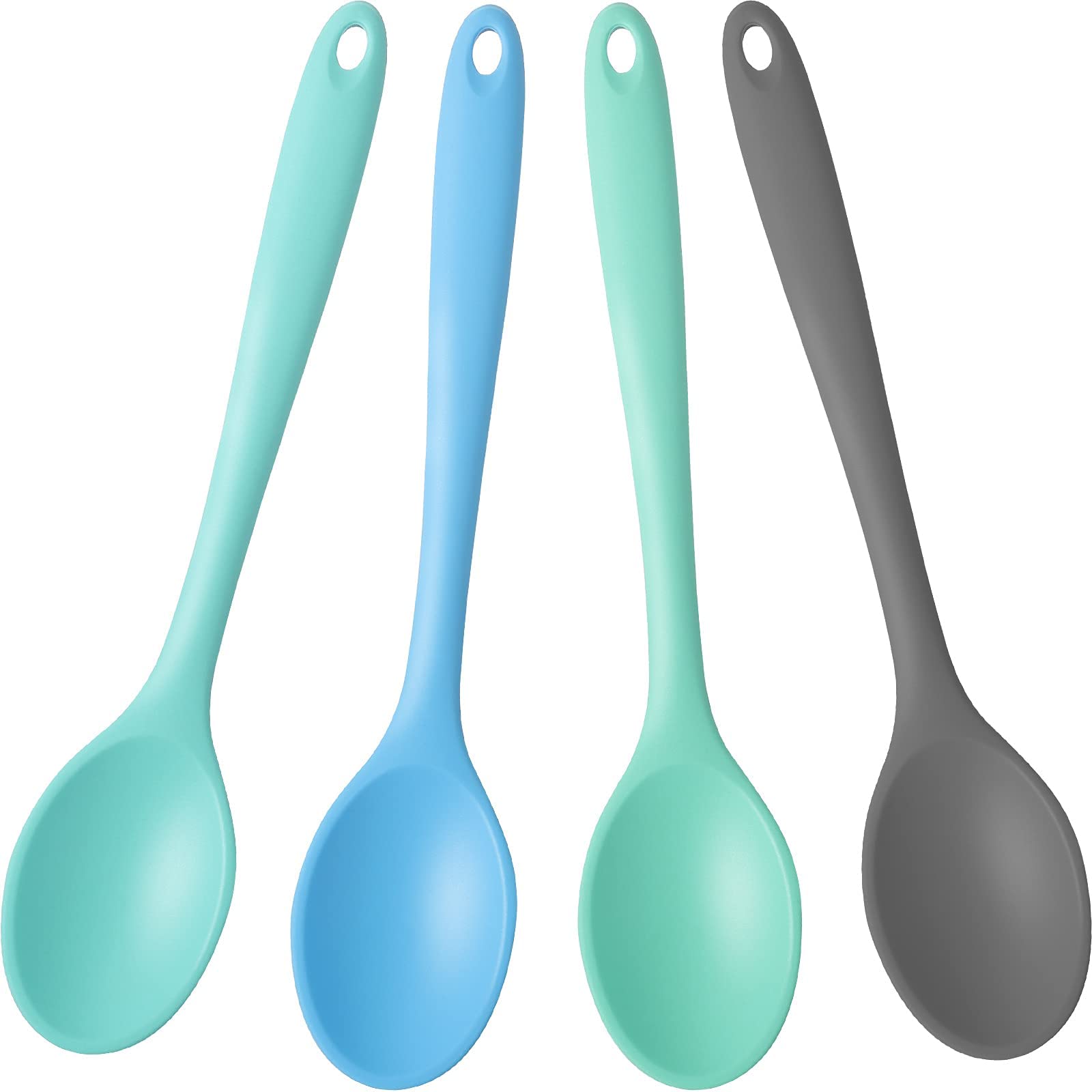 4-Piece Nonstick Heat-Resistant Silicone Mixing Spoons Set - Multicolor Cooking & Baking Utensils for Stirring, Serving, Basting - Perfect for Kitchen, Baking, Cake Decorating & Meal Prep
