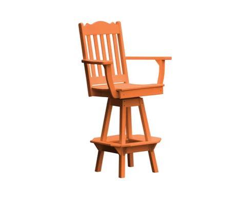 A & L Furniture Royal Swivel Bar Chair with Arms - Modern Counter Height Stool for Kitchen Island, Home Bar & Dining Room - Comfortable Upholstered Seat with 360° Rotation