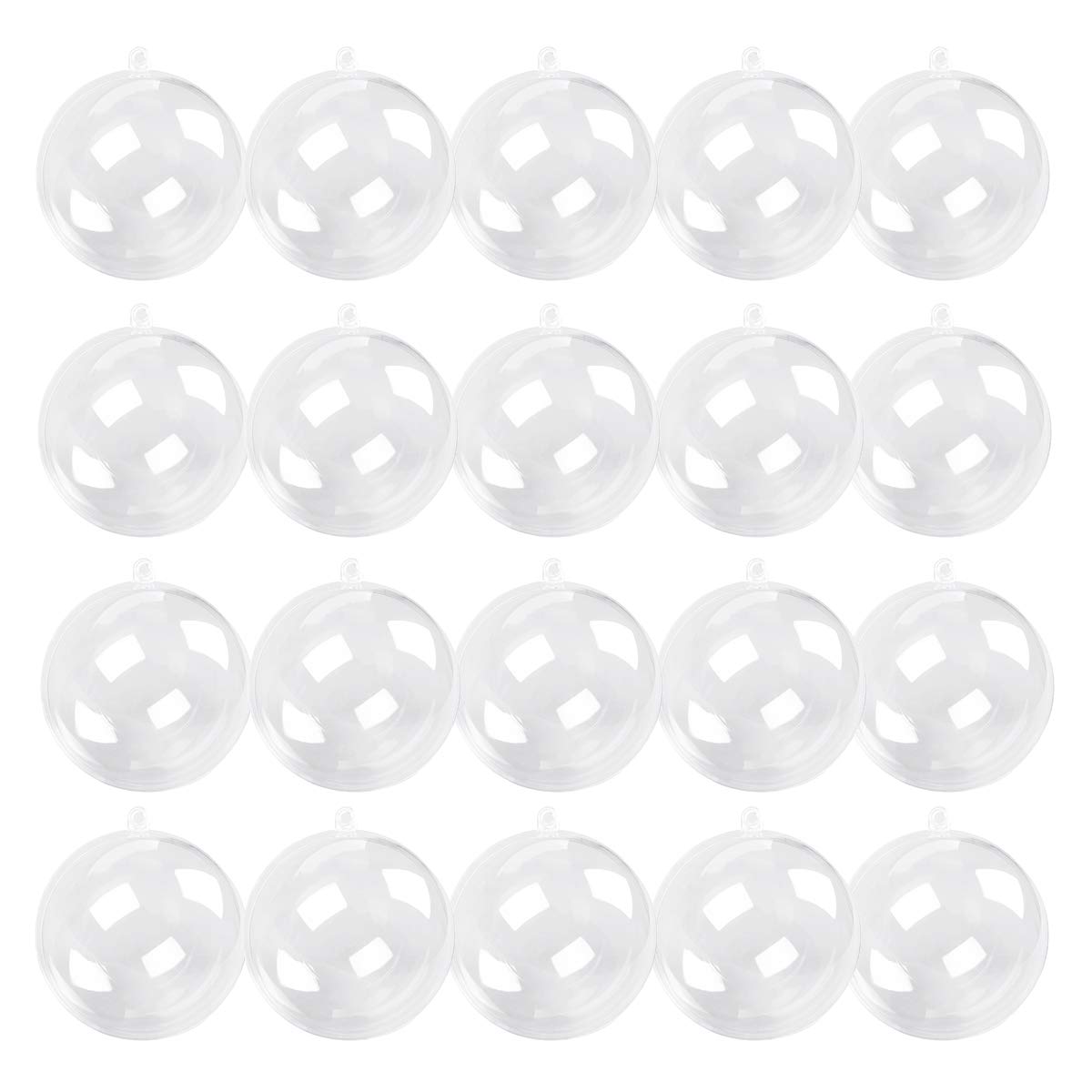 Kingrol 20 Pack 4-Inch Clear Plastic Fillable Ornaments Ball - Christmas Tree Decorations, Wedding Party Favors, DIY Home Decor - Perfect for Holiday Crafts, Gift Filling & Festive Centerpieces