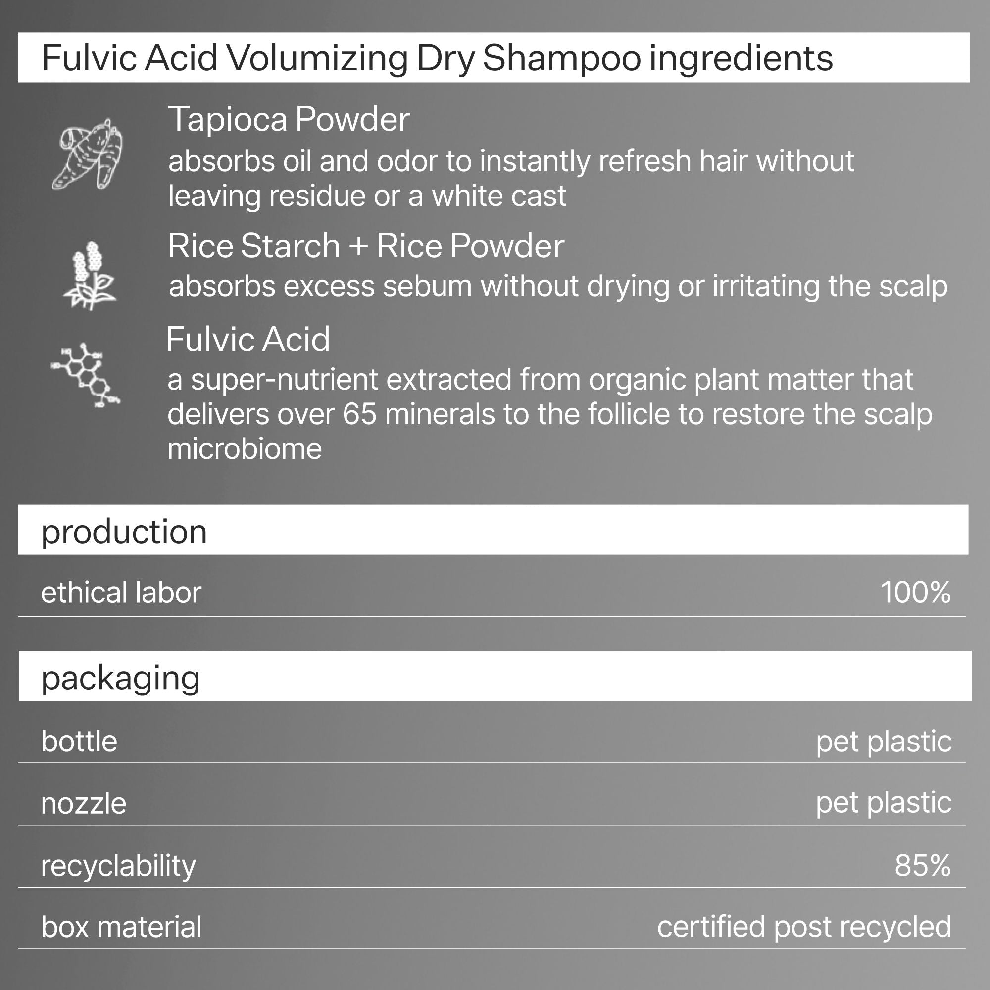 Best Fulvic Acid Volumizing Dry Shampoo for Hair Growth & Volume - Refresh Hair Between Washes for Oily Hair & Travel