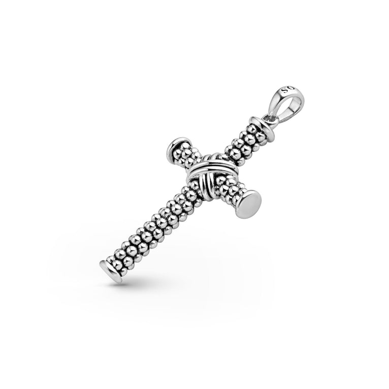 Exquisite Caviar Beaded X Cross Amulet Pendant - Elegant Religious Jewelry for Women & Men - Perfect for Church, Weddings, and Special Occasions