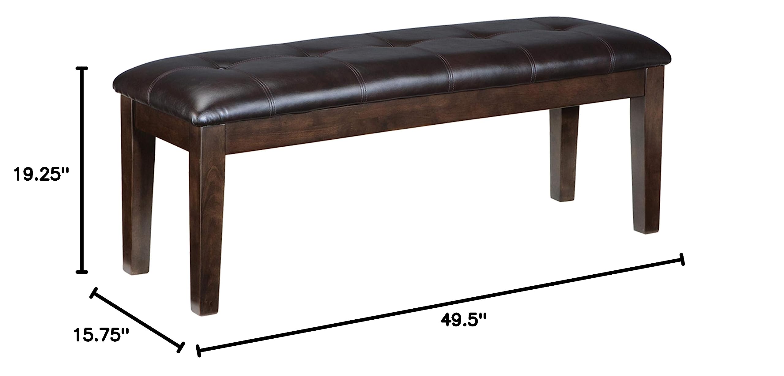 Signature Design by Ashley Hammis Rake Back Dining Room Chairs (Set of 2) - Dark Brown Haddigan Traditional Upholstered Bench - Perfect for Formal Dining Rooms & Kitchen Nooks